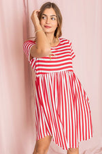 Short Sleeve Stripe Mini Dress