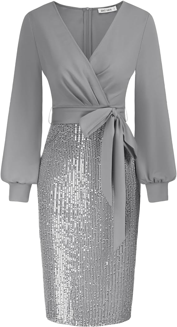 Gray Sequin Party Dress - Lookeble