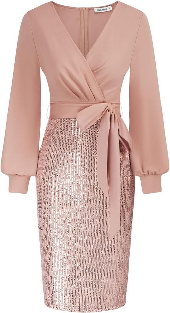 Pink Sequin Party Dress - Lookeble