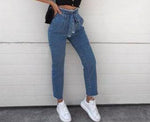High Waist Jeans With Belt - Lookeble
