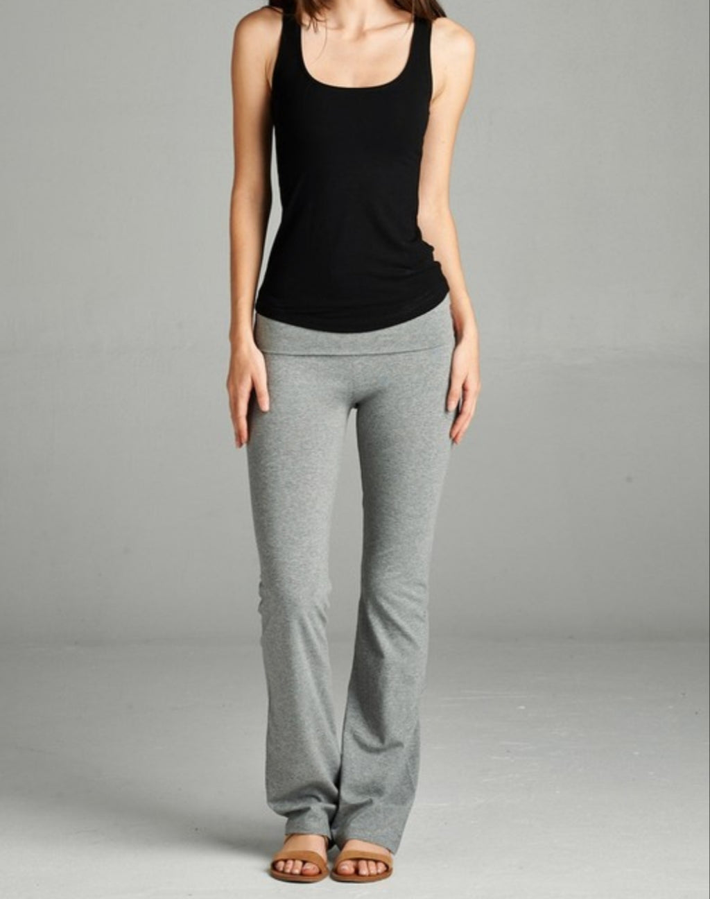 Flare Bottom Leggings With Fold Over Waist - Lookeble