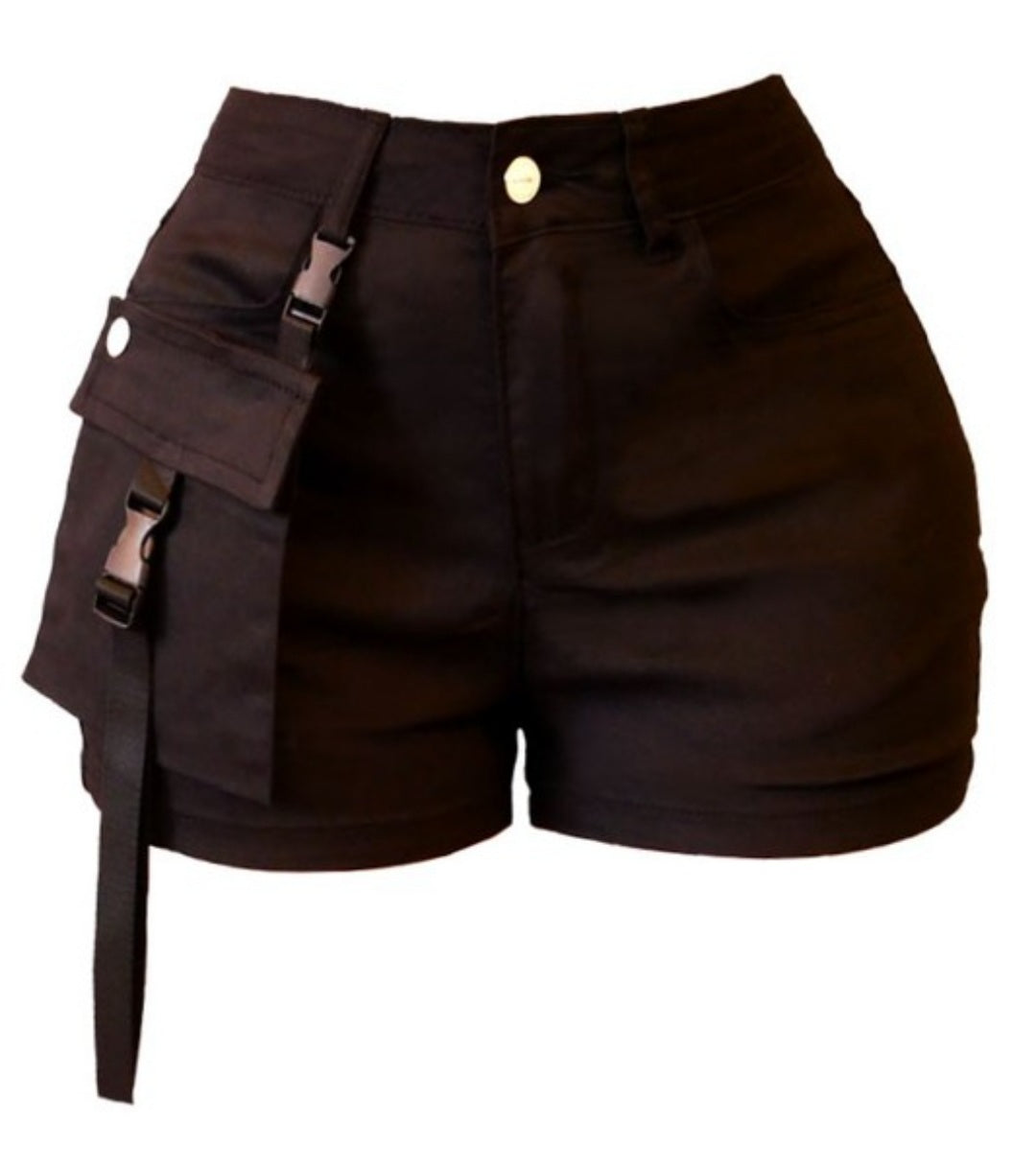 Women's Solid Cargo Utility Shorts
