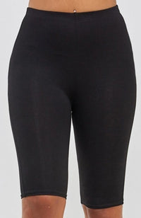 Women's Solid High Waist Cotton Biker Length Shorts - Lookeble 