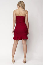 Women's Sweetheart Neckline Ruffle Hem Bodycon Mini Dress - Lookeble