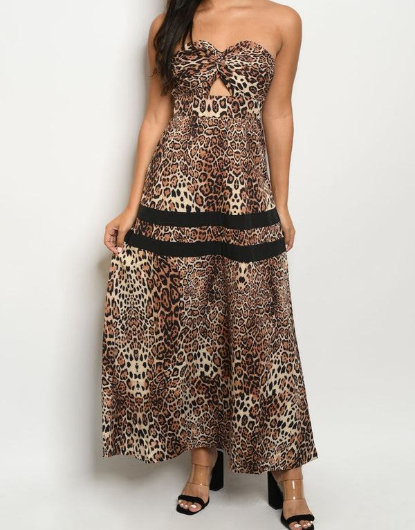 Women's Cheetah Print Maxi Sun Dress - Lookeble