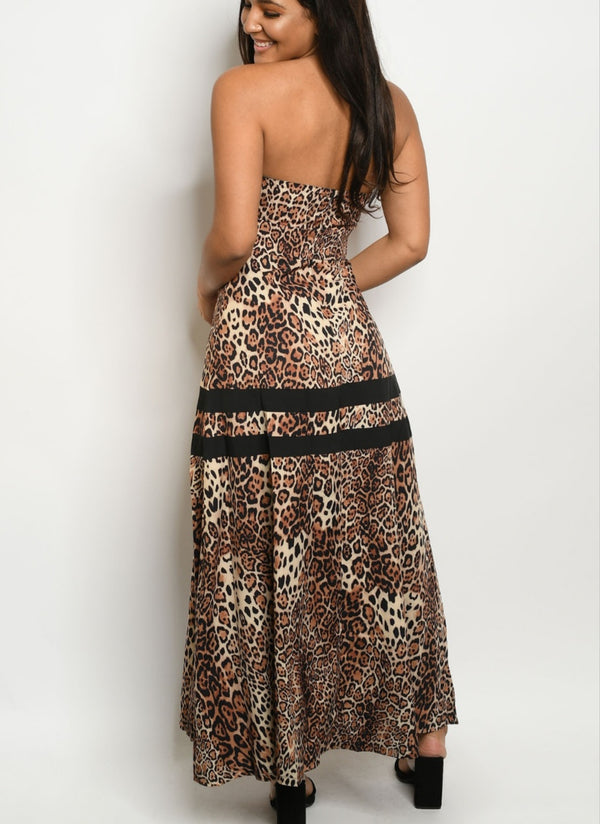 Women's Cheetah Print Maxi Sun Dress - Lookeble 