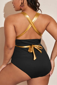 Lookeble's Elegant Black & Gold One-piece Swimwear - Lookeble