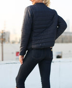 Women's Black Quilted Puffer Jacket With Faux Fur Lining - Lookeble