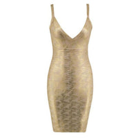 Women's Golden Metallic Bodycon Dress - Lookeble