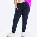 Women's Solid Plus Size Drawstring Waist Jogger Pants - Lookeble