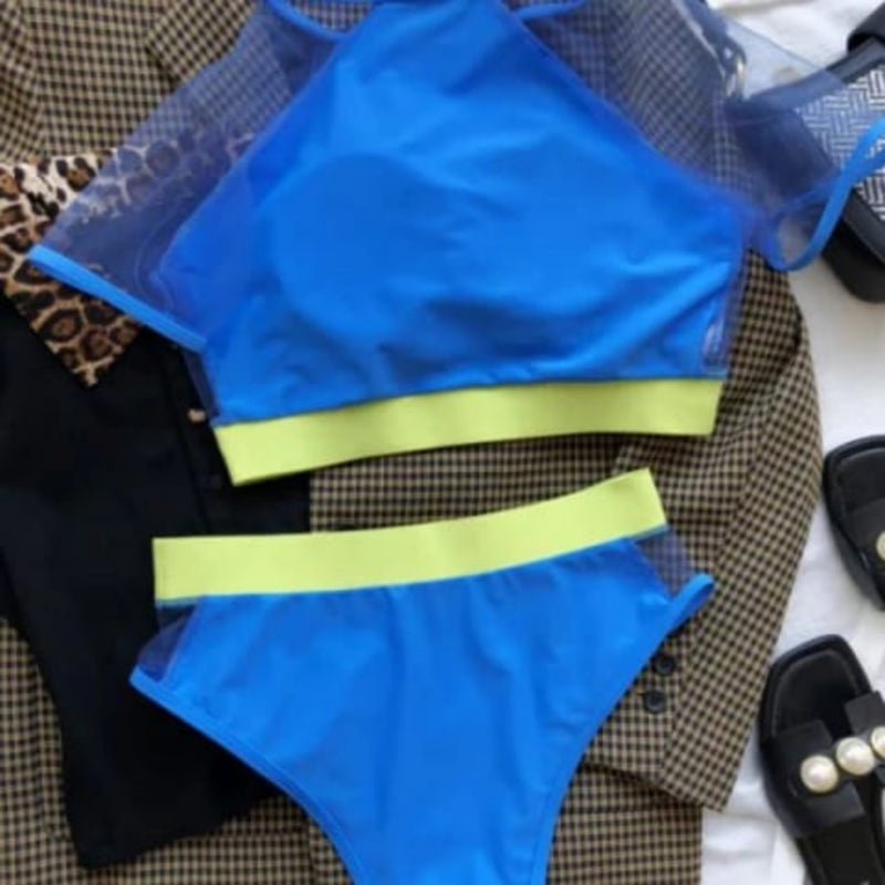 Lookeble's Royal Blue Cropped Top Two-piece Swimsuit - Lookeble 