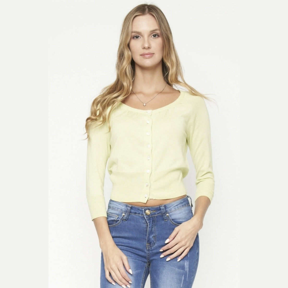 Women's Solid Button Down Crop Top Sweater- Lookeble