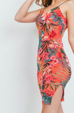 Women's Coral Floral Print Cami Strap Mini Dress - Lookeble