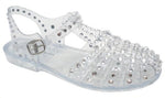 Women's Clear Rhinstone Studded Gladiator Sandals - Lookeble