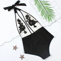 Cutout Flowers On Mesh One Piece Swimsuit - Lookeble